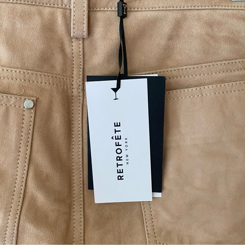 Retrofete VERNA suede LEATHER SKIRT Tan Mini buckles low rise NWT XL - Picture 12 of 15